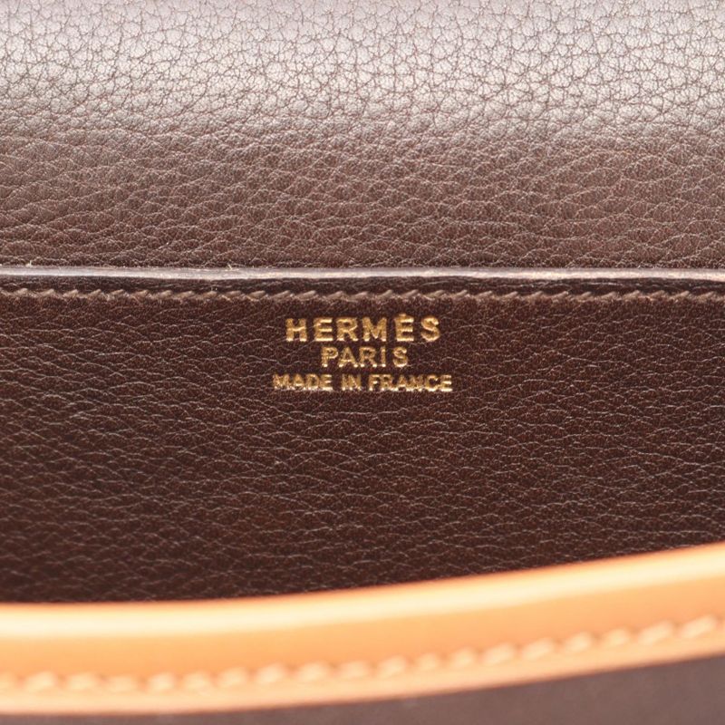 Hermes Shoulder Bag Bardo Golf Ebene Leather Ebene Brown