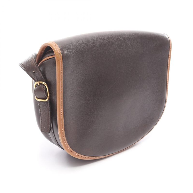 Hermes Shoulder Bag Bardo Golf Ebene Leather Ebene Brown
