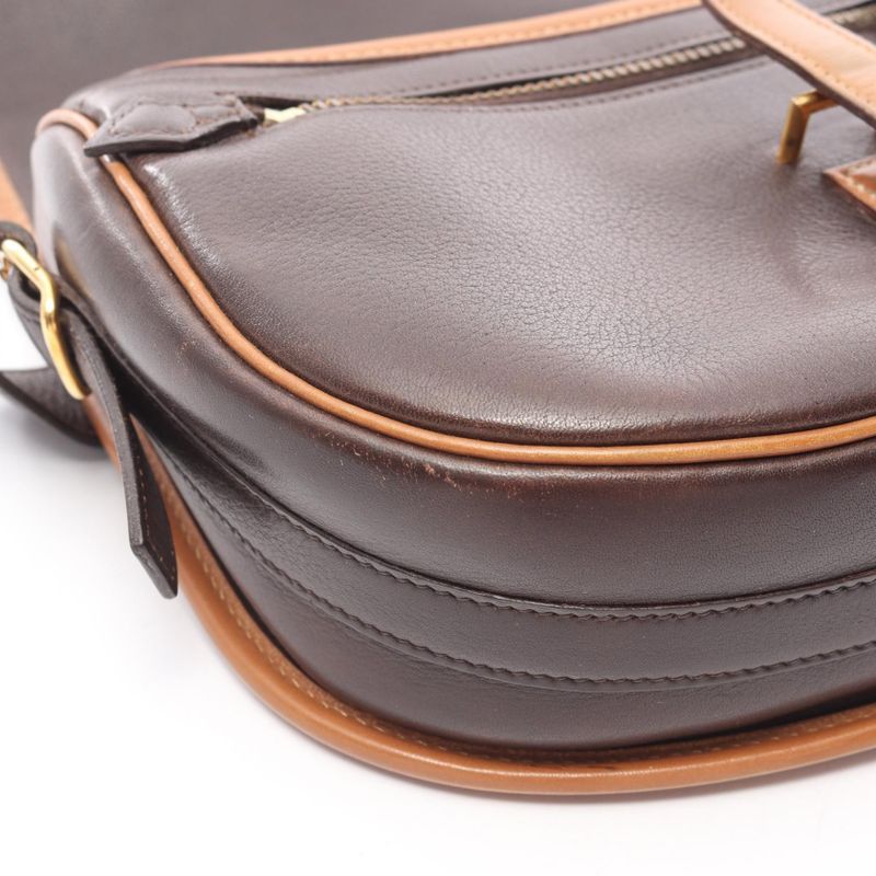 Hermes Shoulder Bag Bardo Golf Ebene Leather Ebene Brown