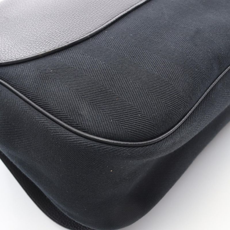 Hermes Shoulder Bag Sac Colorado GM Black Leather Canvas Ado Gm Shoulder Bag