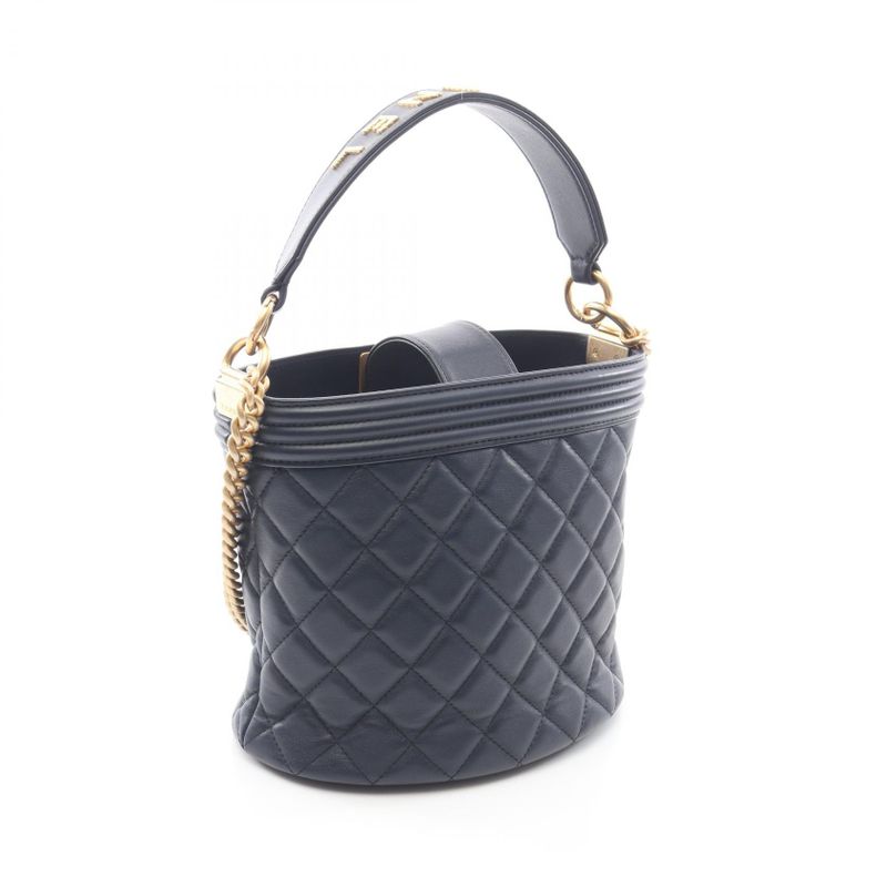 Chanel Shoulder Bag Navy Lambskin