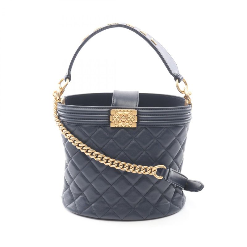 Chanel Shoulder Bag Navy Lambskin
