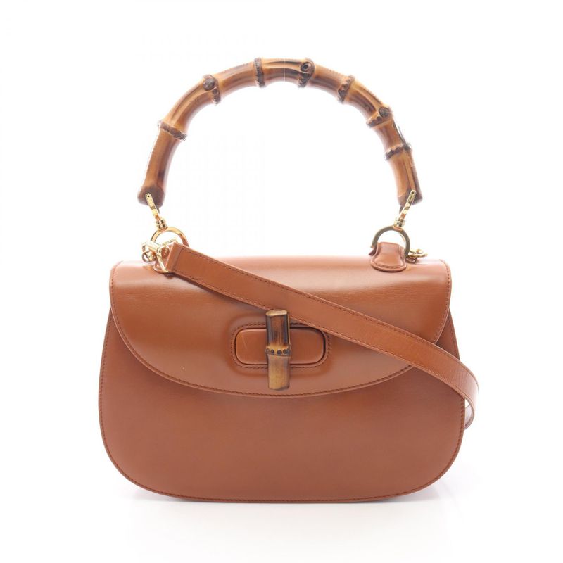 Gucci Handbag Bamboo 000 Camel Leather 2-Way