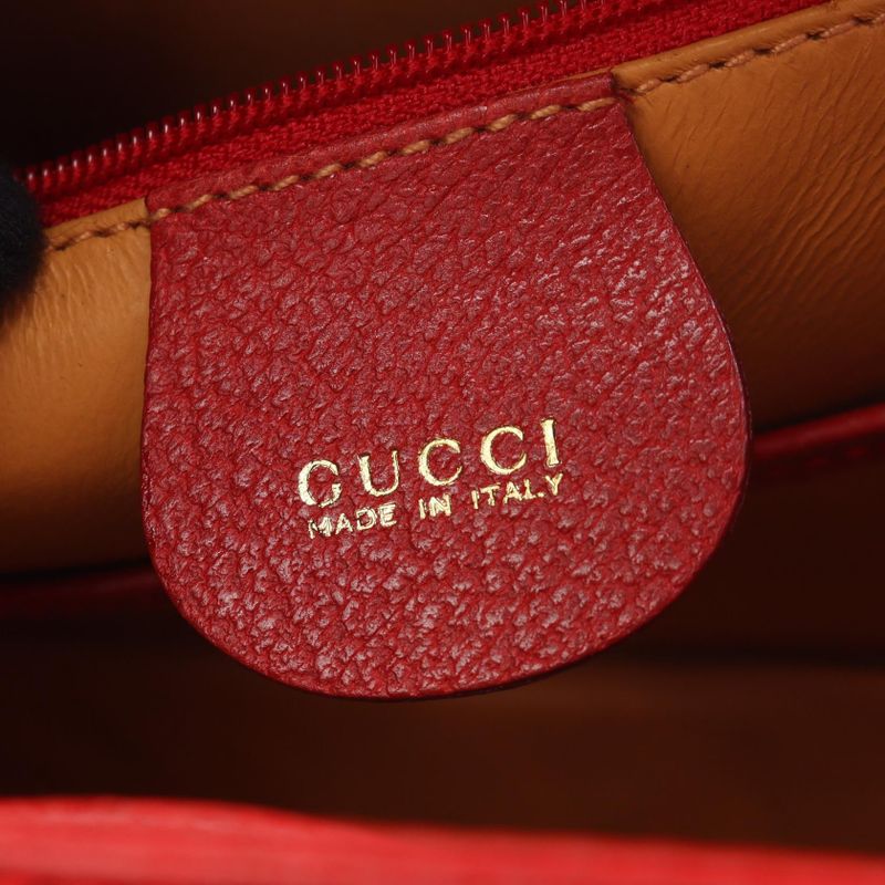 Gucci Handbag Bamboo 001 188 Red Leather 2-Way