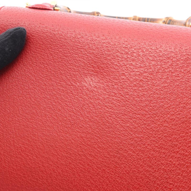 Gucci Handbag Bamboo 001 188 Red Leather 2-Way