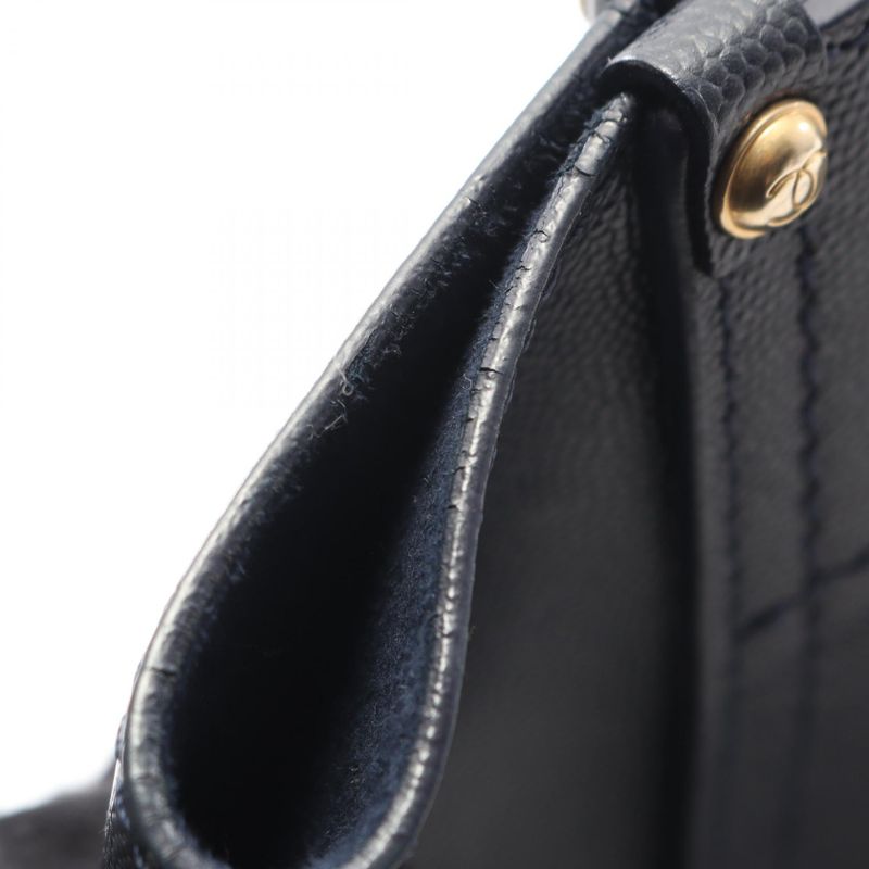 Chanel Tote Deauville Navy Leather Logo Studs Chain
