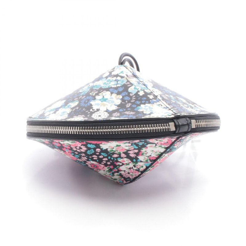 Louis Vuitton Shoulder Bag Tupi Floral Pattern Leather Black Multicolor