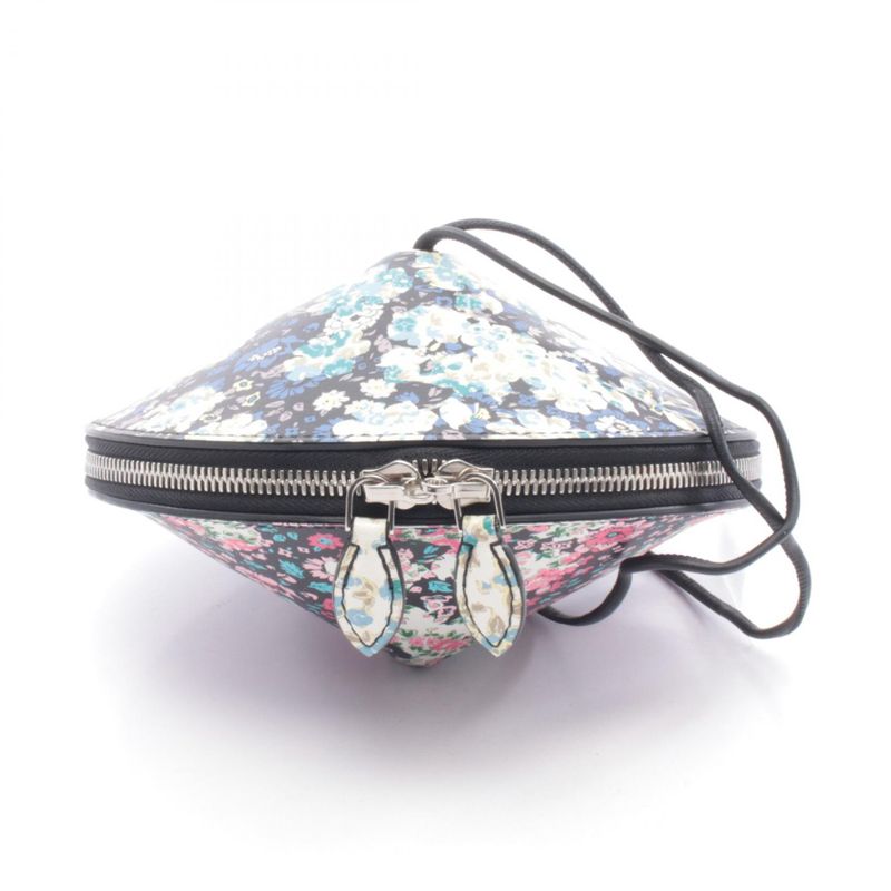 Louis Vuitton Shoulder Bag Tupi Floral Pattern Leather Black Multicolor
