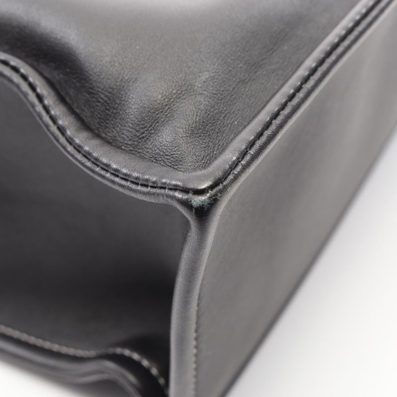 Chanel Tote Black Silver Leather Chain