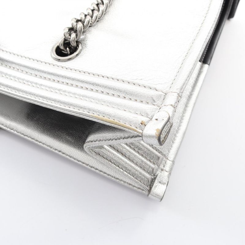 Chanel Tote Black Silver Leather Chain