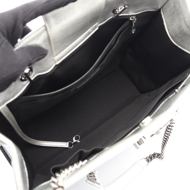 Chanel Tote Black Silver Leather Chain