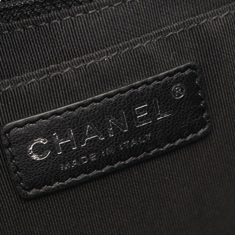 Chanel Tote Black Silver Leather Chain