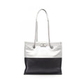 Chanel Tote Black Silver Leather Chain