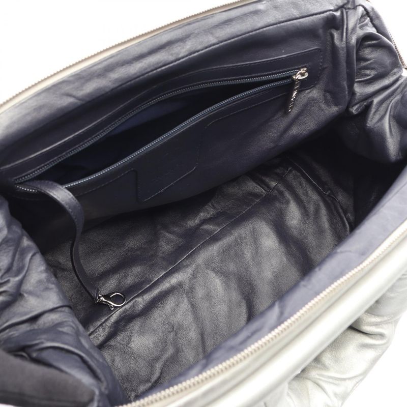 Chanel Coco Cocoon Silver Leather Boston Bag