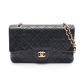 Chanel Shoulder Bag Quilted Double Flap Black Lambskin Chain
