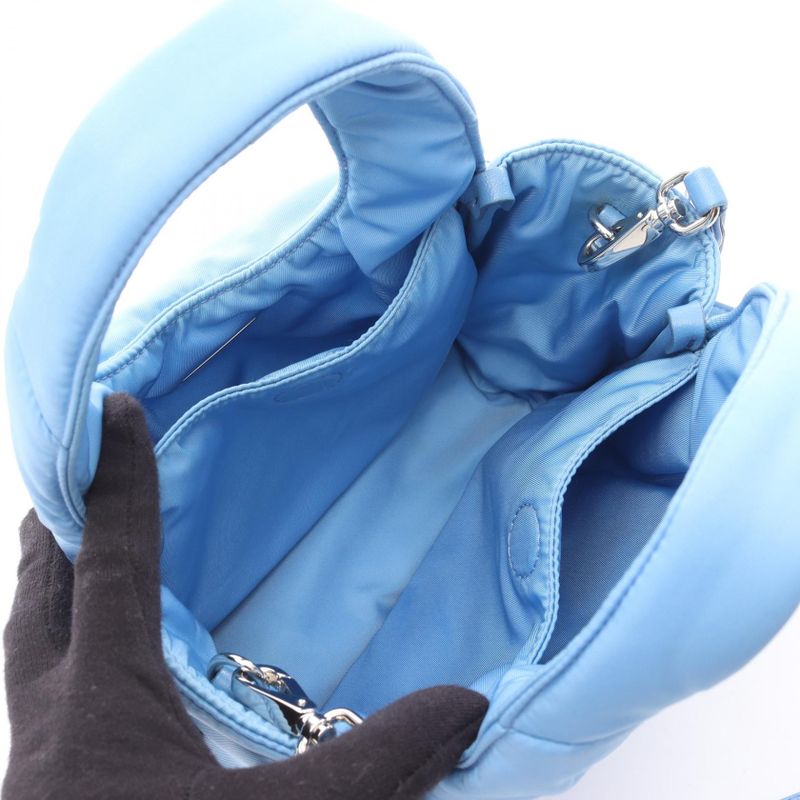 Prada Handbag Padded Light Blue Leather 2-Way