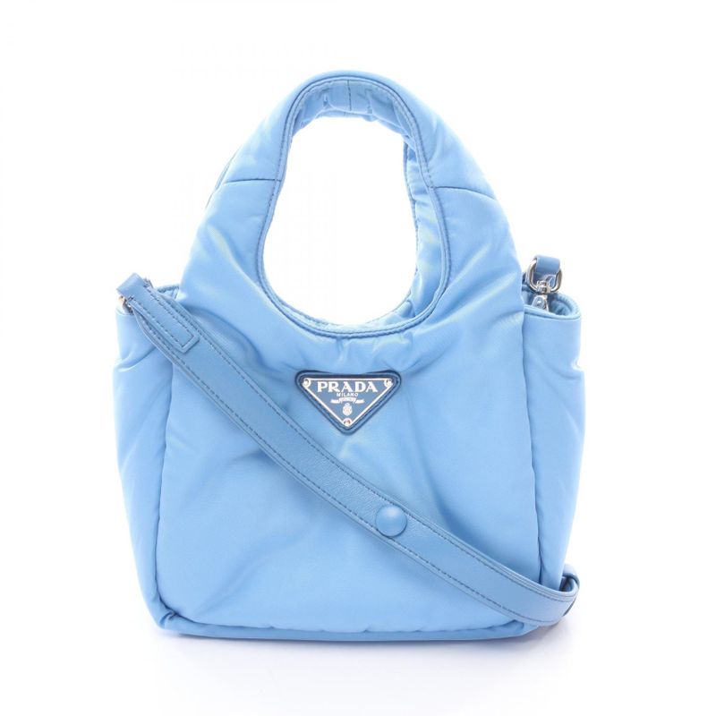 Prada Handbag Padded Light Blue Leather 2-Way