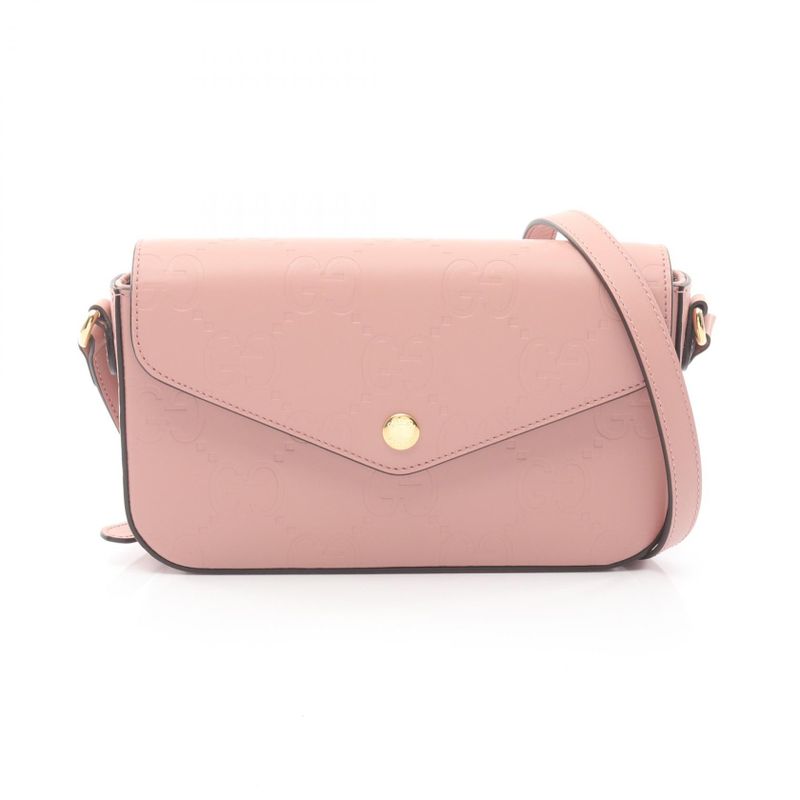 Gucci Shoulder Bag GG Super Mini Pink Leather