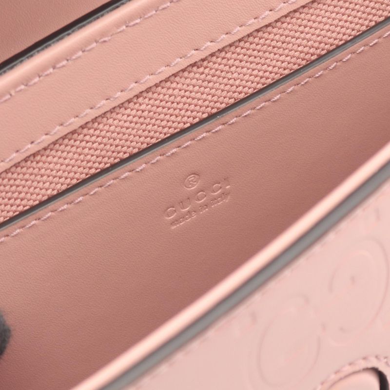 Gucci Shoulder Bag GG Super Mini Pink Leather