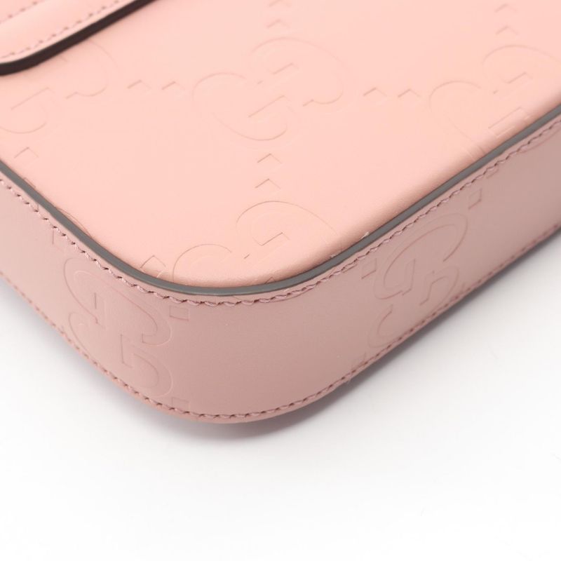 Gucci Shoulder Bag GG Super Mini Pink Leather