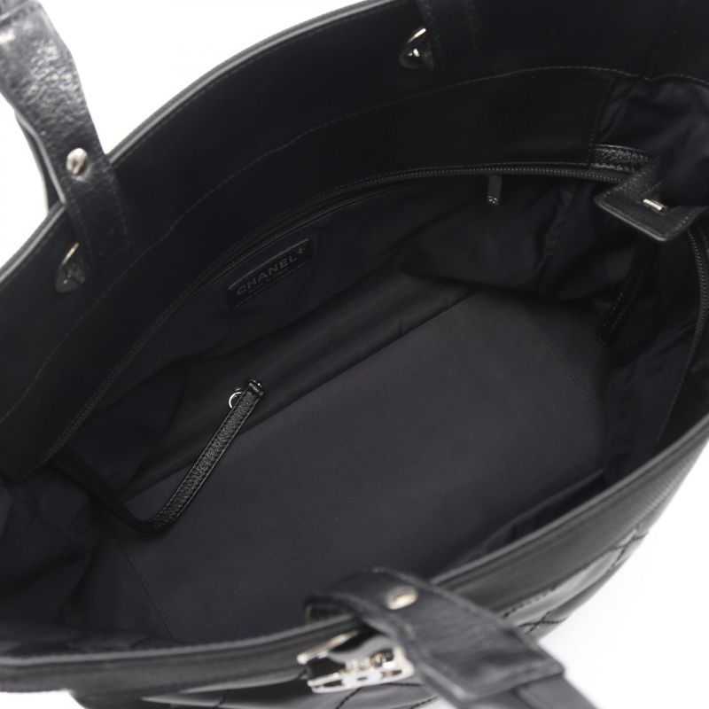 Chanel Tote Paris Biarritz GM Black Canvas Leather