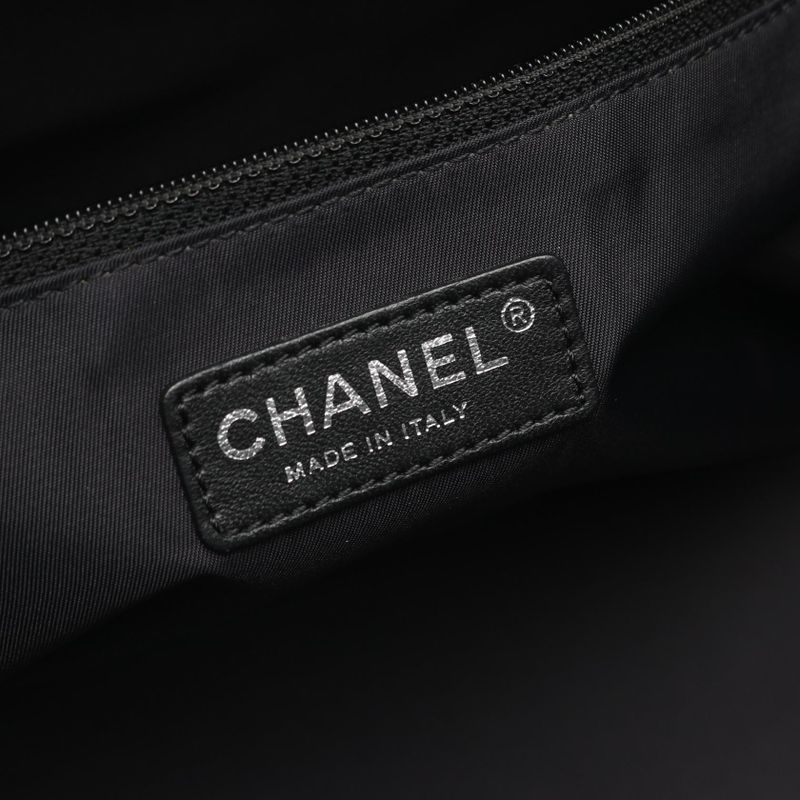 Chanel Tote Paris Biarritz GM Black Canvas Leather