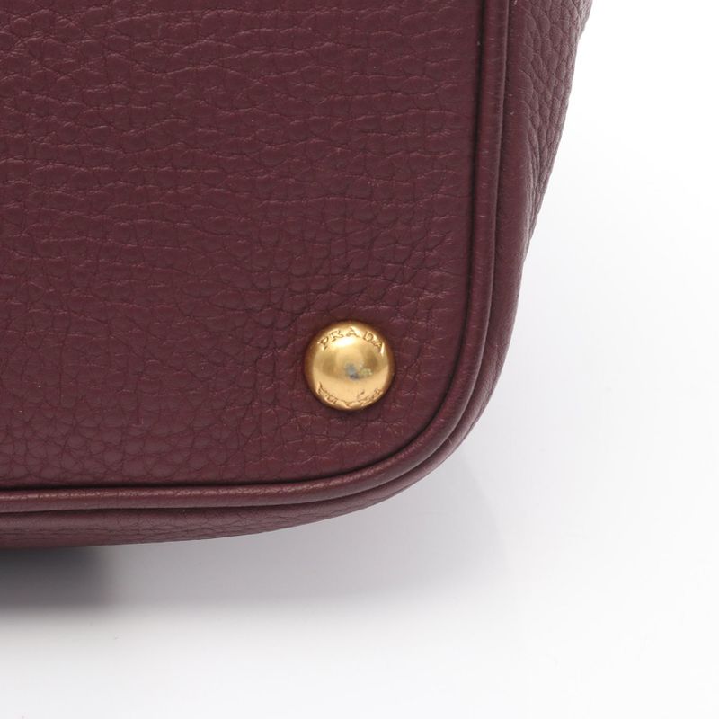 Prada Tote Vitello Daino Burgundy Leather 2-Way