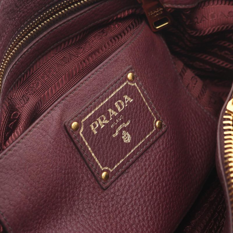 Prada Tote Vitello Daino Burgundy Leather 2-Way