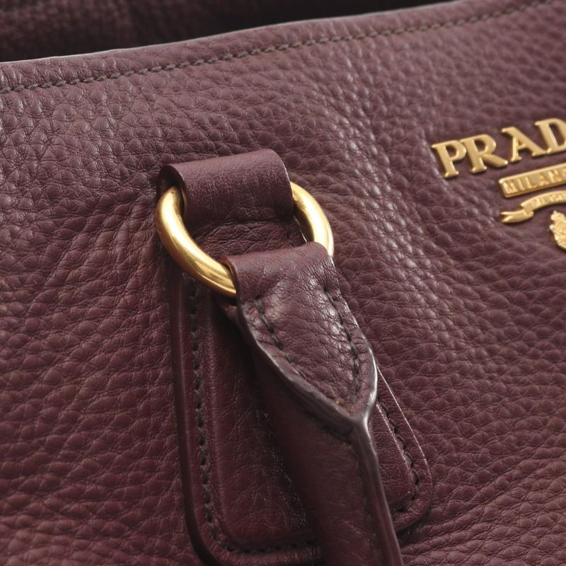 Prada Tote Vitello Daino Burgundy Leather 2-Way