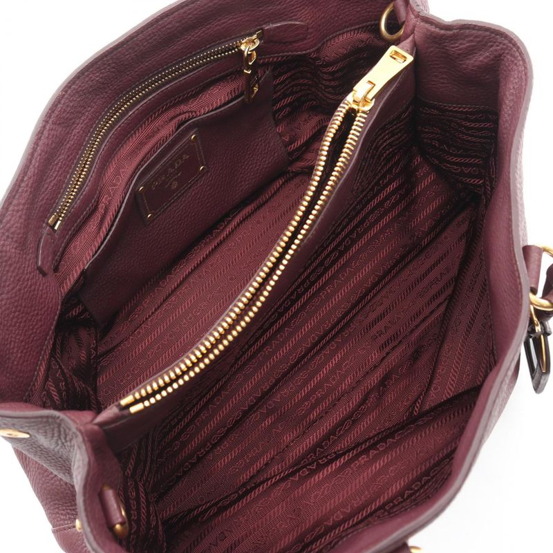 Prada Tote Vitello Daino Burgundy Leather 2-Way