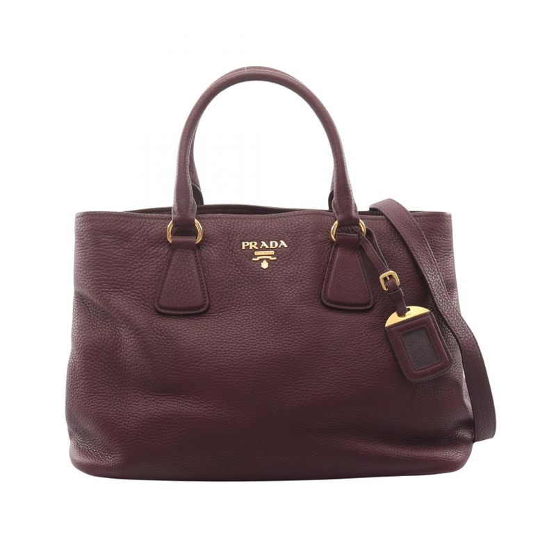 Prada Tote Vitello Daino Burgundy Leather 2-Way