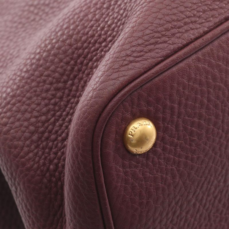 Prada Tote Vitello Daino Burgundy Leather 2-Way