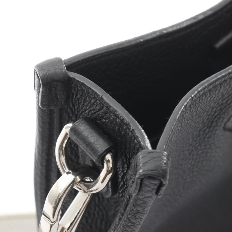 Prada Shoulder Bag Vitello Daino Soft 1 Black Leather Canvas