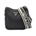 Prada Shoulder Bag Vitello Daino Soft 1 Black Leather Canvas