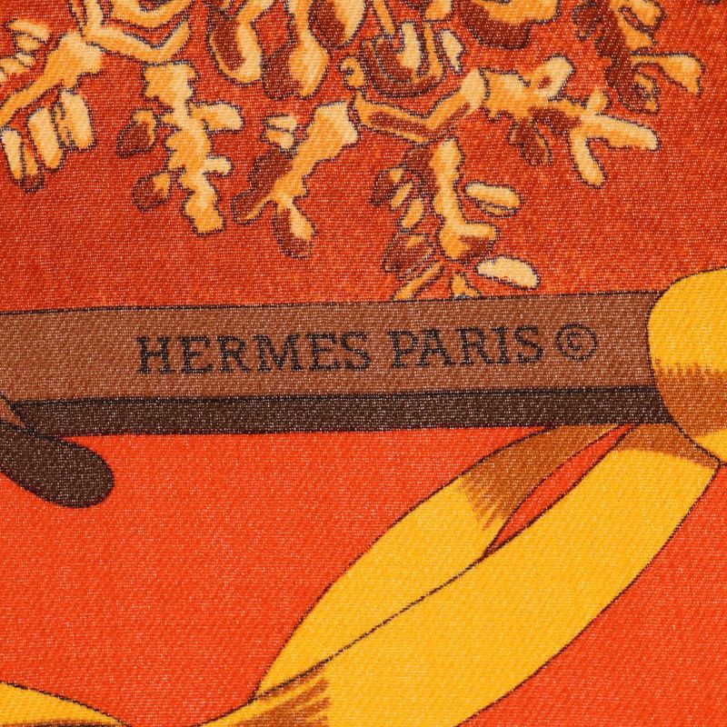 Hermes Scarf Carre 90 Neige D'antan Silk Orange Multicolor