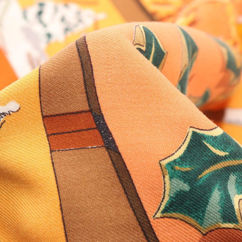 Hermes Scarf Carre 90 Neige D'antan Silk Orange Multicolor