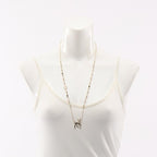 Chanel Necklace Earrings Gift CC Logo Bambi Gold White Green