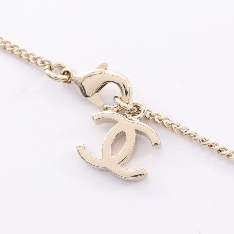 Chanel Necklace Earrings Gift CC Logo Bambi Gold White Green