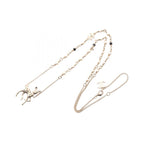 Chanel Necklace Earrings Gift CC Logo Bambi Gold White Green