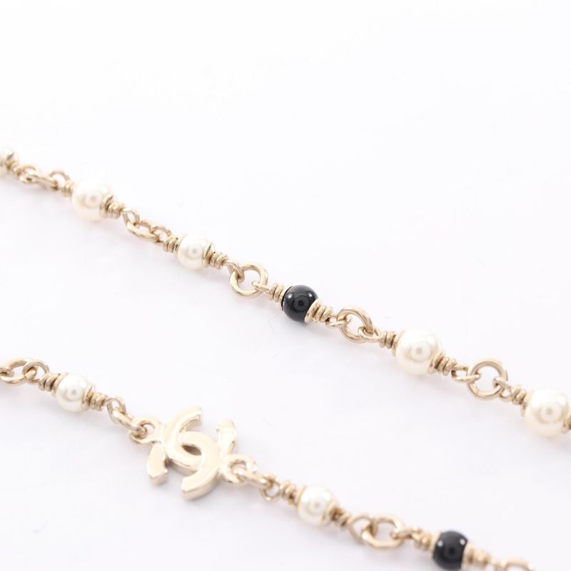 Chanel Necklace Earrings Gift CC Logo Bambi Gold White Green