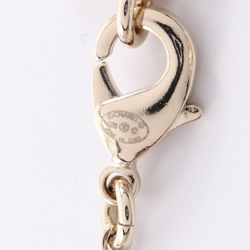 Chanel Necklace Earrings Gift CC Logo Bambi Gold White Green