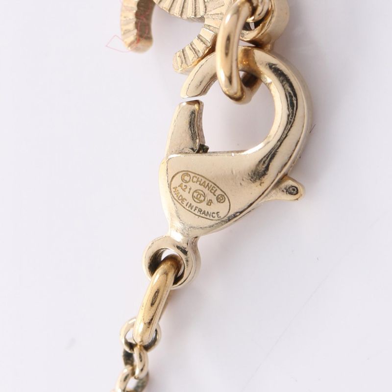 Chanel Necklace CC Logo Gold Pink White