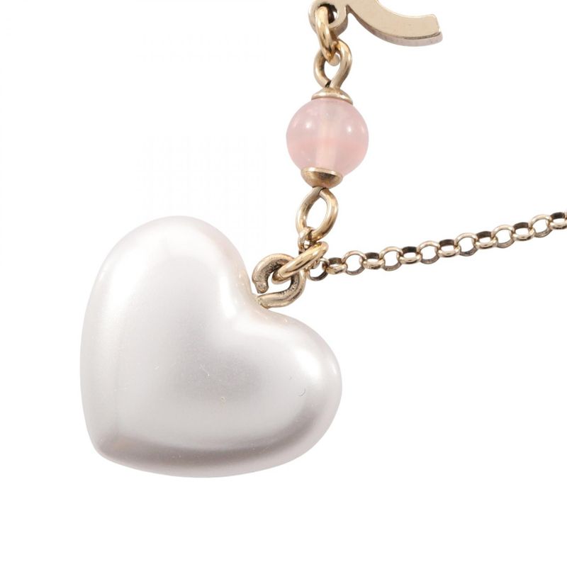 Chanel Necklace CC Logo Gold Pink White