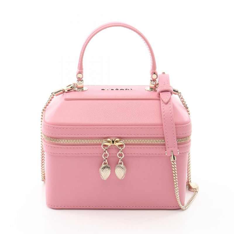 Bvlgari Handbag Serpenti Box Pink Leather Vanity 2-Way Chain