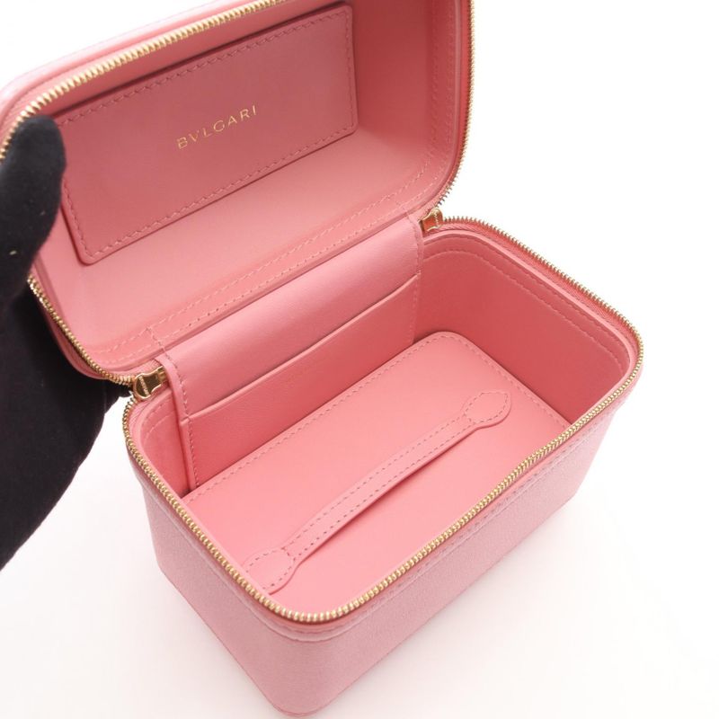 Bvlgari Handbag Serpenti Box Pink Leather Vanity 2-Way Chain