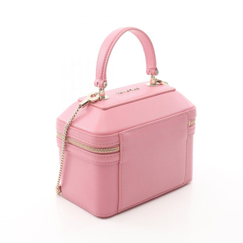 Bvlgari Handbag Serpenti Box Pink Leather Vanity 2-Way Chain