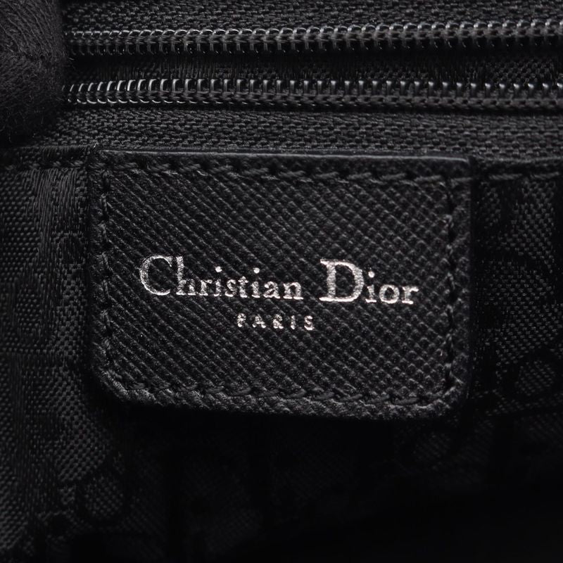 Dior Tote Cannage Black Canvas Leather D Buckle Boston Bag