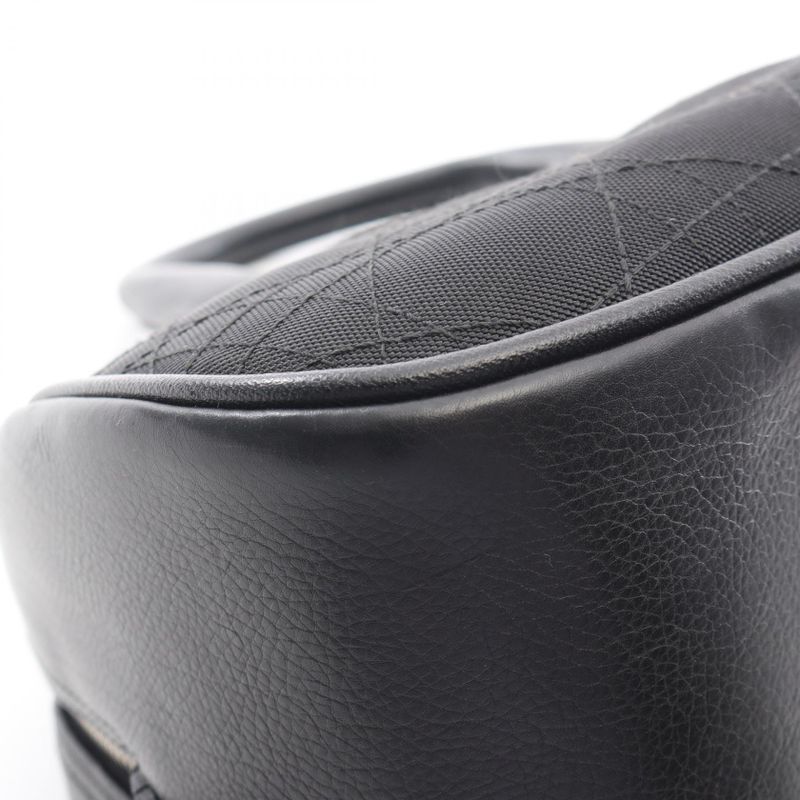 Dior Tote Cannage Black Canvas Leather D Buckle Boston Bag