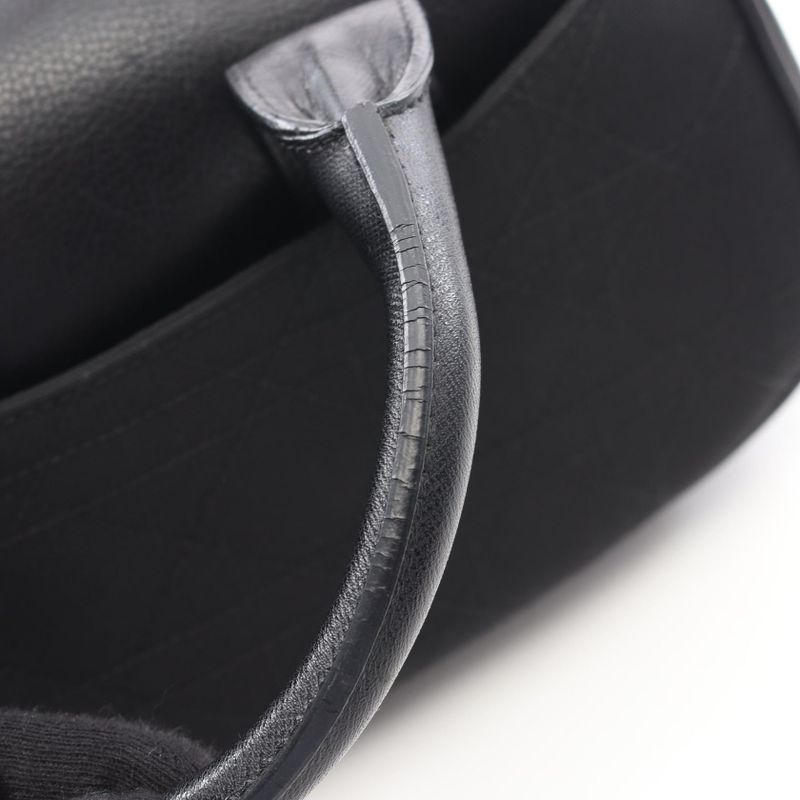Dior Tote Cannage Black Canvas Leather D Buckle Boston Bag
