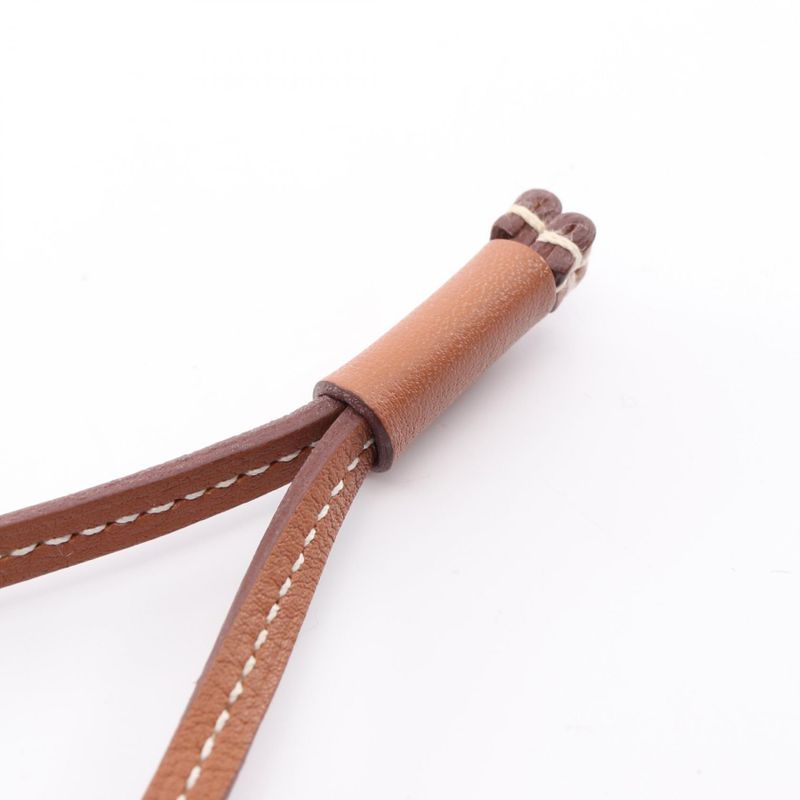 Hermes Necklace O'Kelly GM Leather Gold Brown